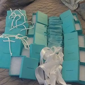 Tiffany & Co. boxes, bags, pouches, and ribbons.